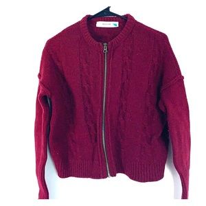 Anthropologie lambswool zip-up sweater